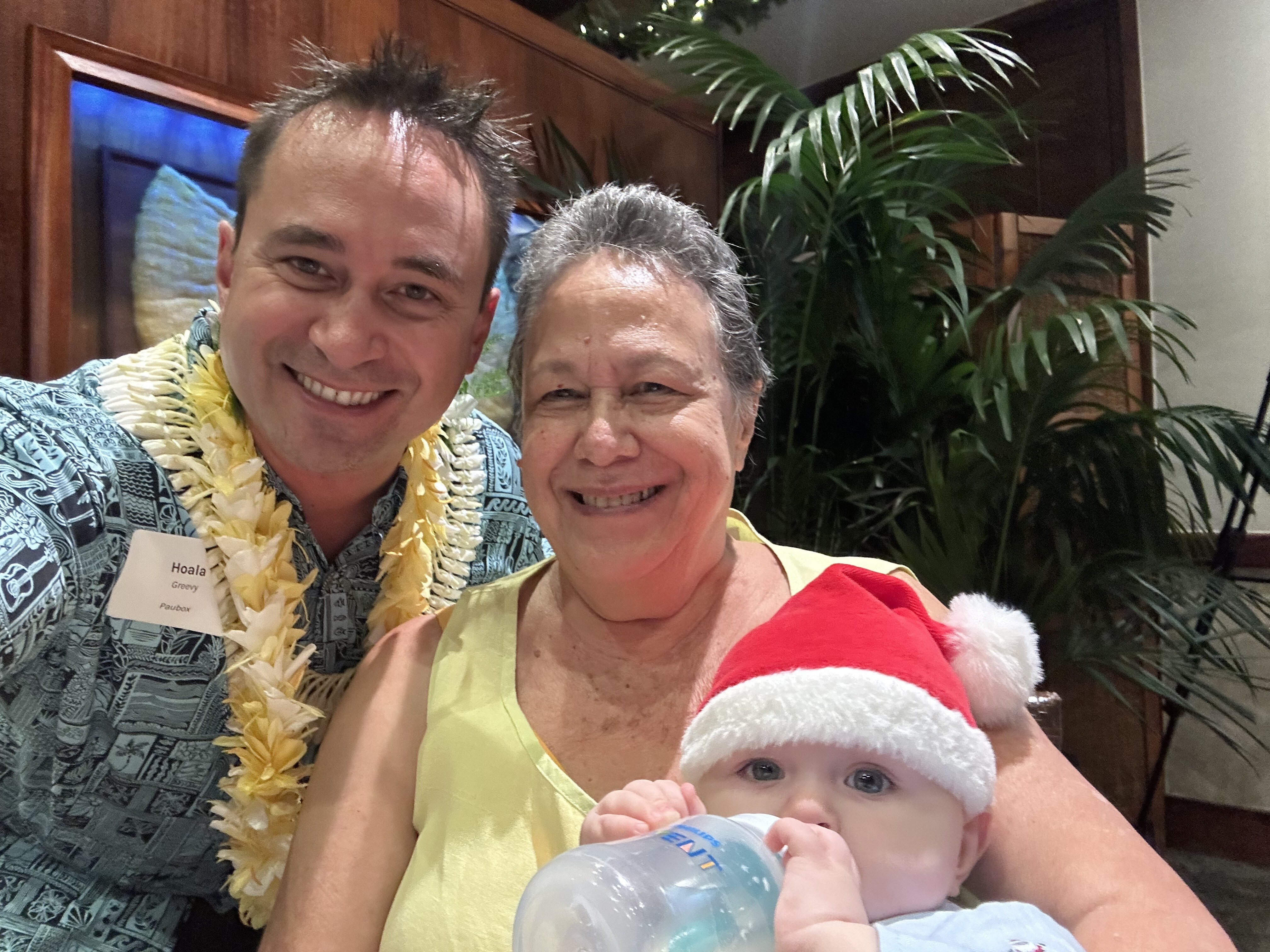 Selfie with my Mom, Haaheo Mansfield, and my hungry son Moʻokai