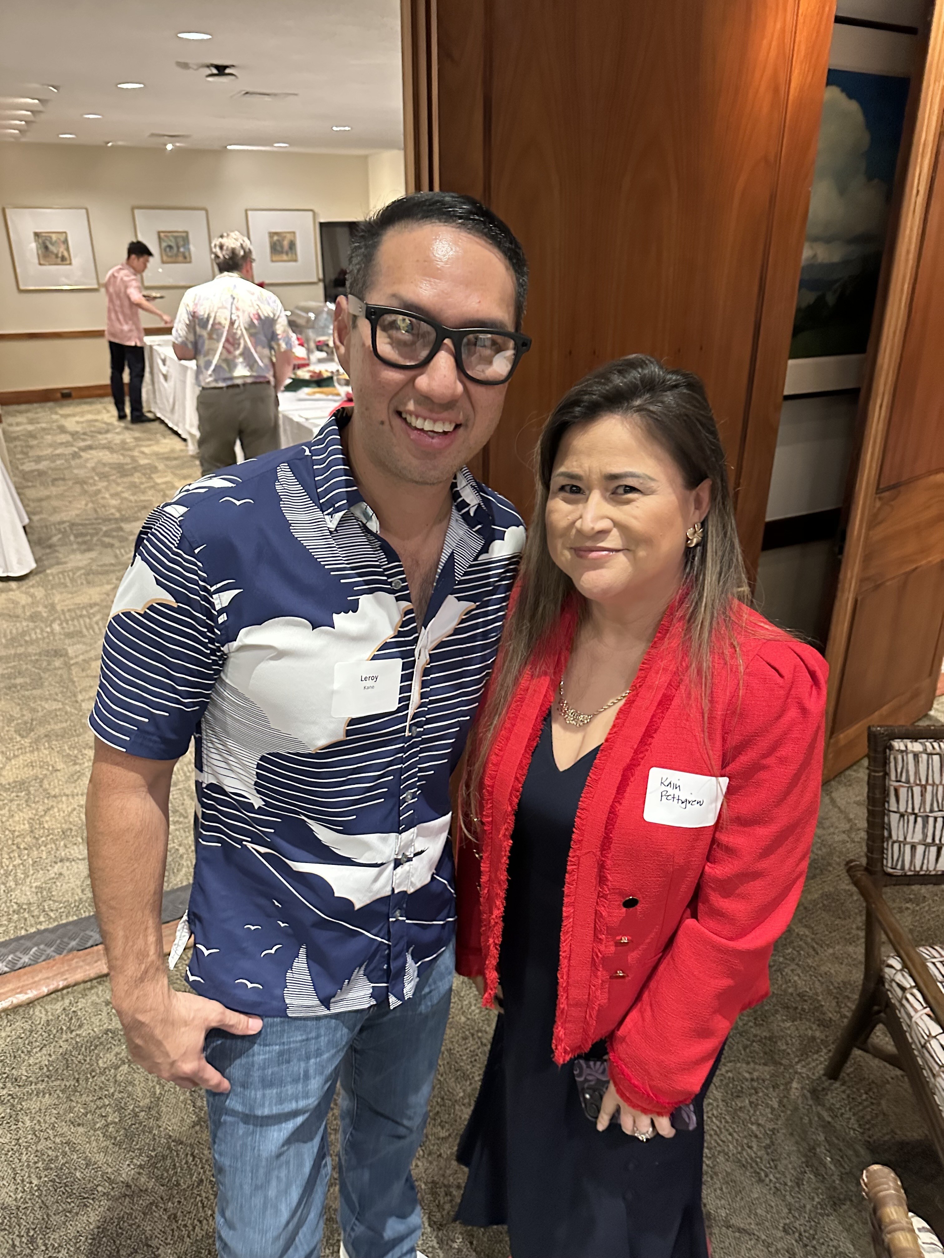 First Hawaiian Bank co-workers Leroy Kane and Kaiu Pettigrew