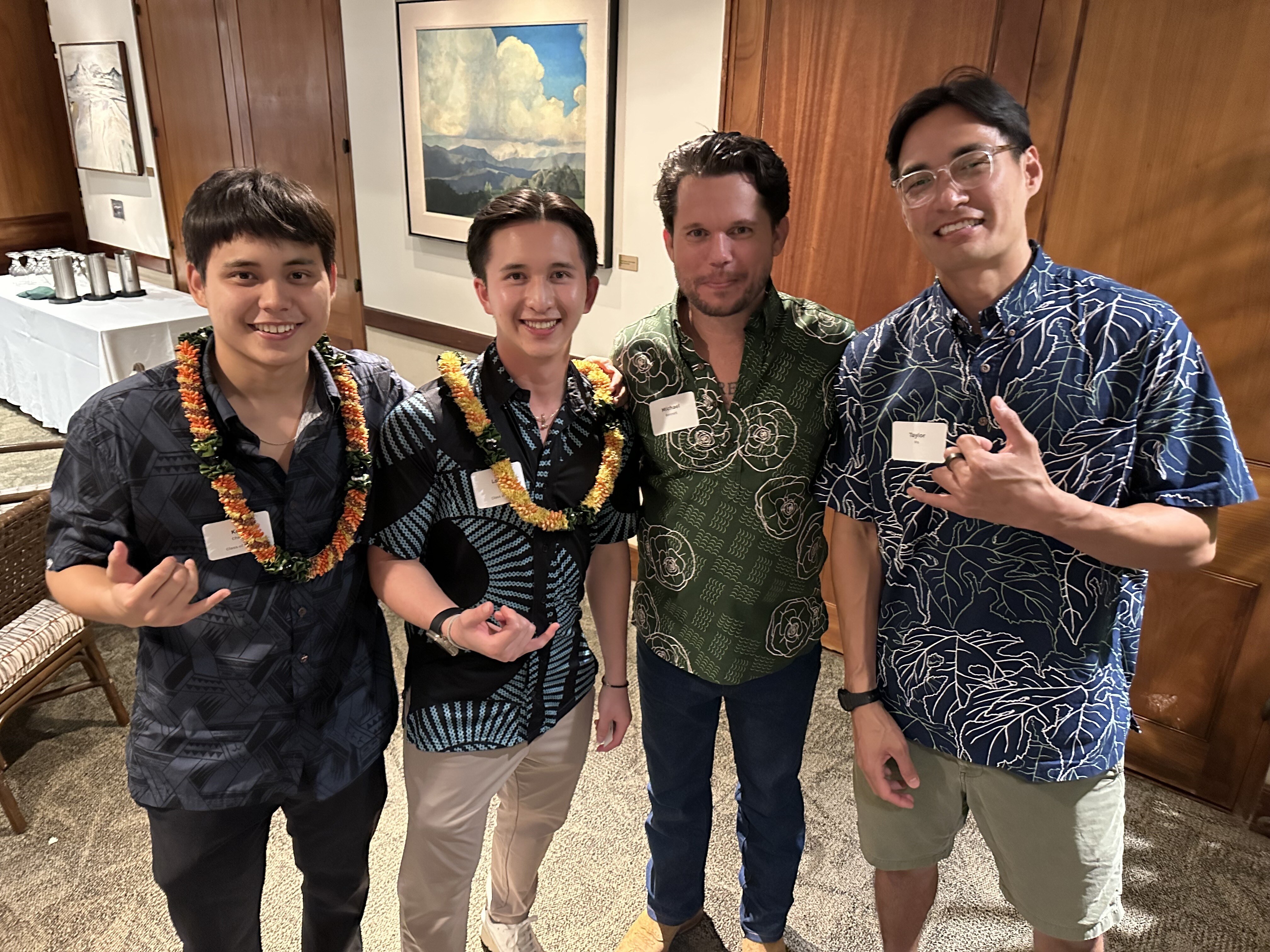 (left to right): Koa Chang, Logan Lau, Michael Bennett (Honolulu Tech Week), and Taylor Ho (Twitch)