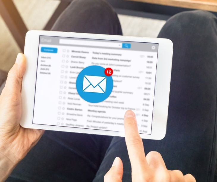 tablet with incoming email icon