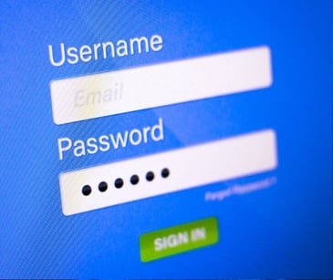 username and password on screen