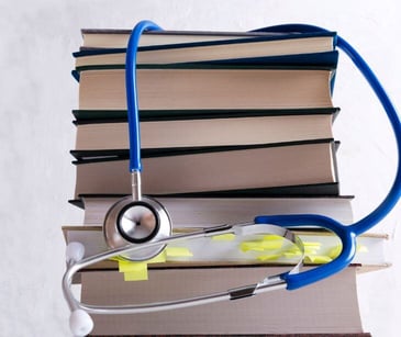 book stack with stethoscope