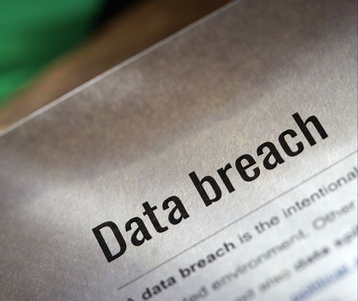 data breach text on paper