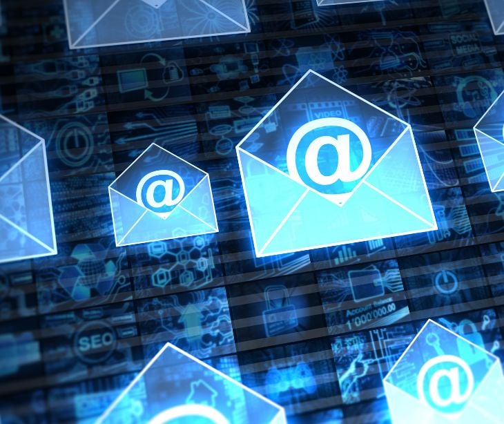 digital email icons floating