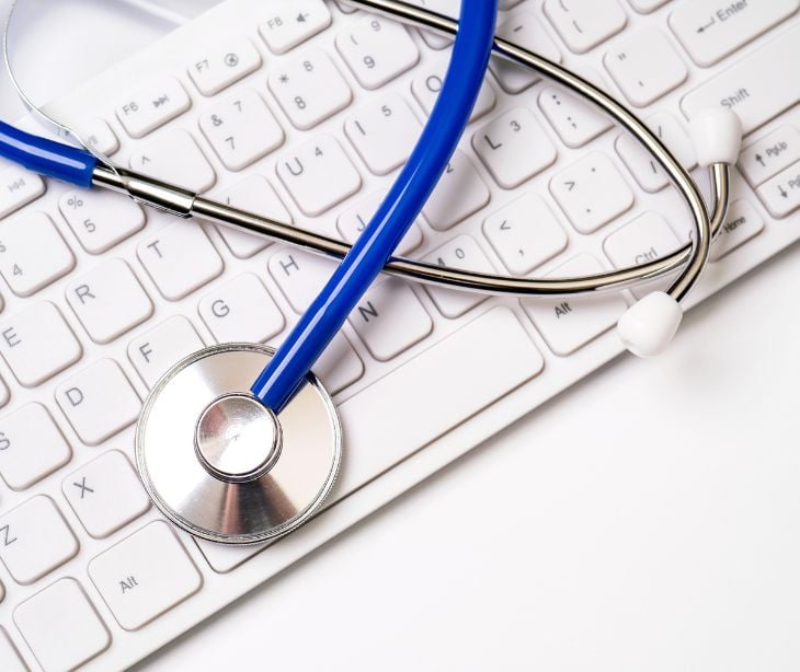 stethoscope on a keyboard