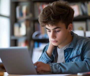 male teen at laptop for post How HIPAA compliant email benefits psychiatry in adolescents