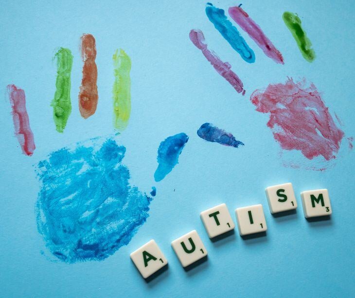 child handprints with text autism