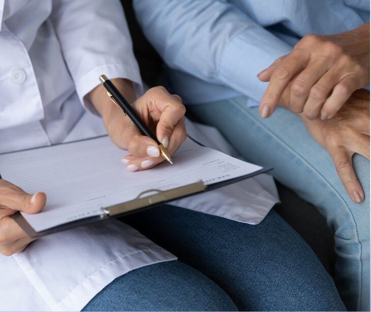 provider and patient with clipboard