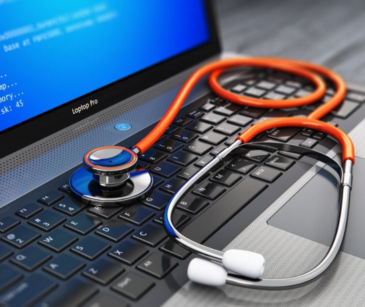 stethoscope on laptop