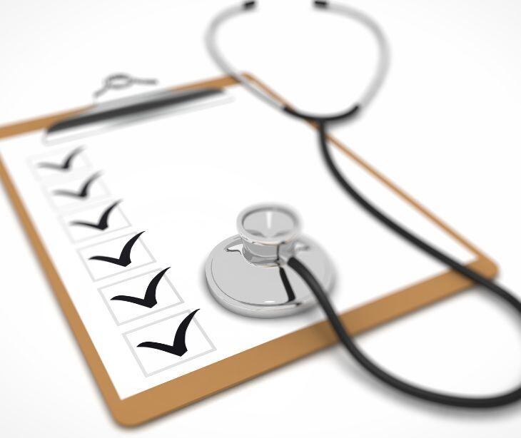 clipboard checkmarks with stethoscope