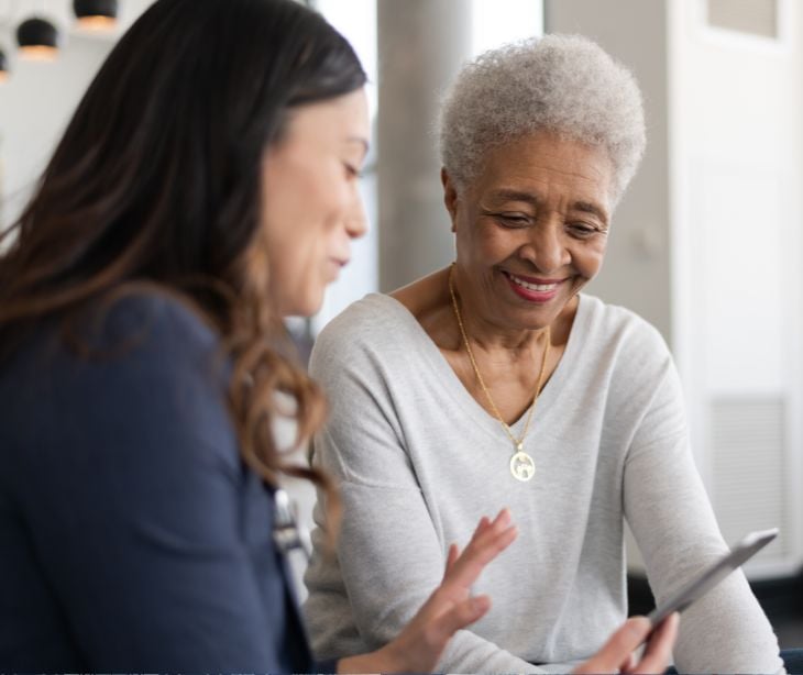 patient and provider with smartphone