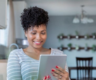 woman using tablet