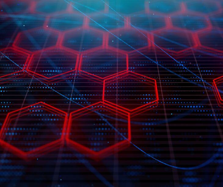 digital red hexagons