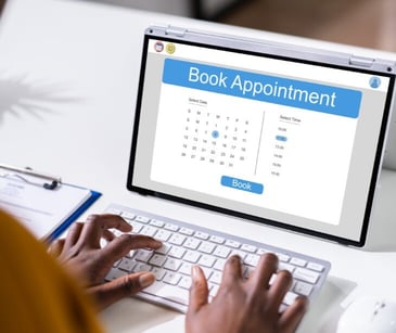 Image of someone booking an appointment for blog about HIPAA compliance for pre-appointment digital checklists