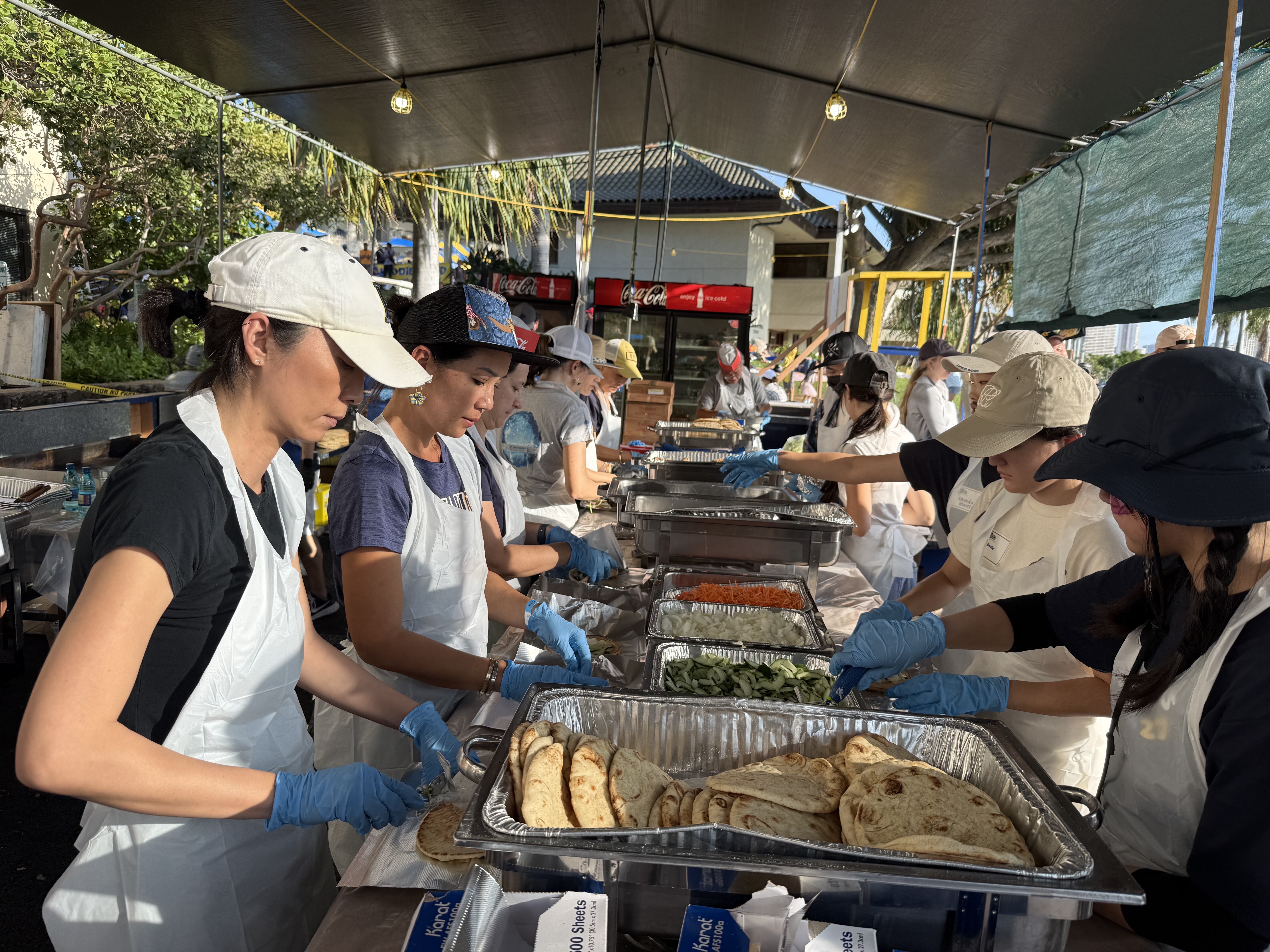 The Yee-Haw Gyro lineup | Volunteering at the Punahou Carnival: "Yee-Haw Gyros” booth