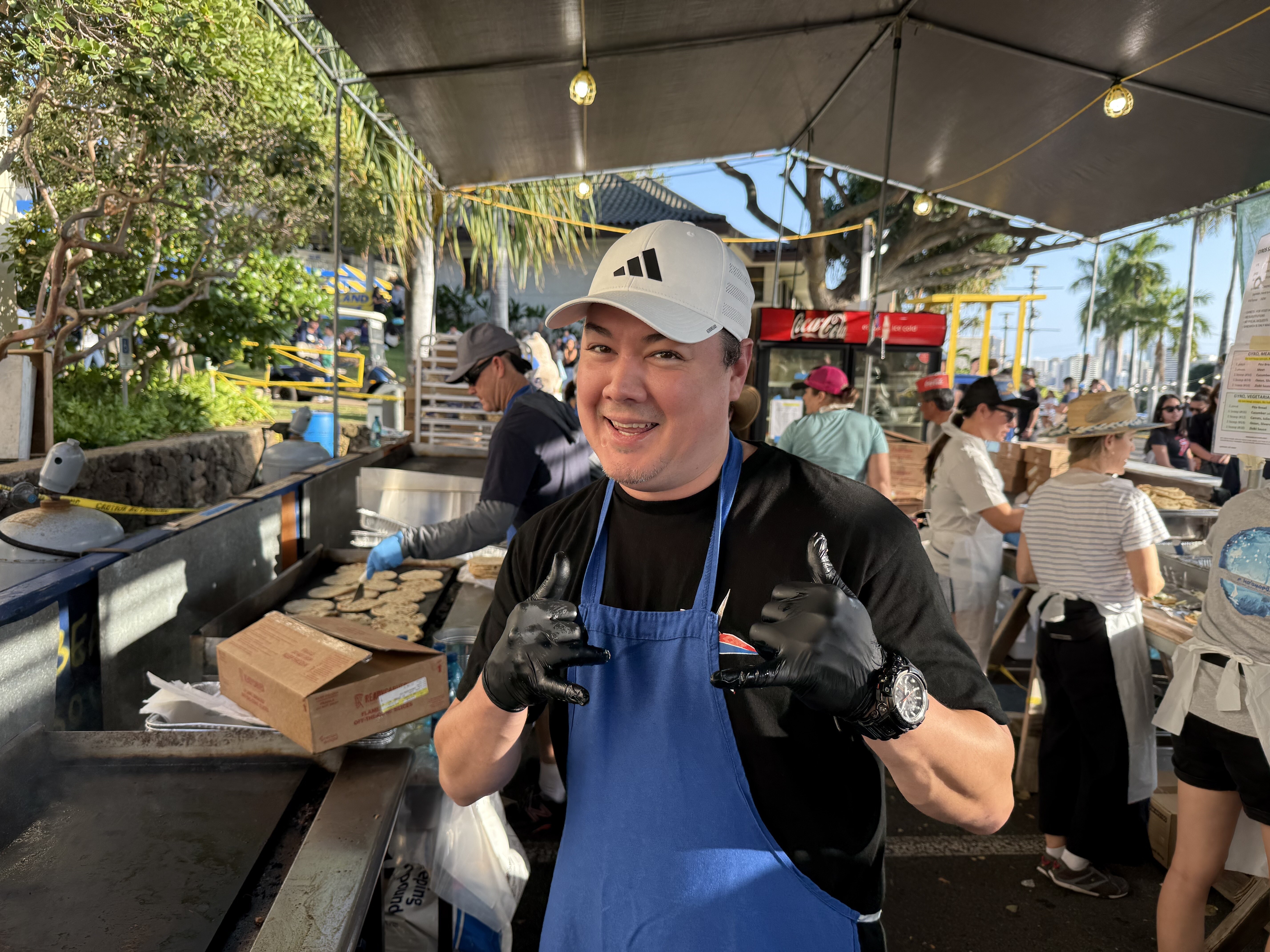 My new grill buddy | Volunteering at the Punahou Carnival: "Yee-Haw Gyros” booth