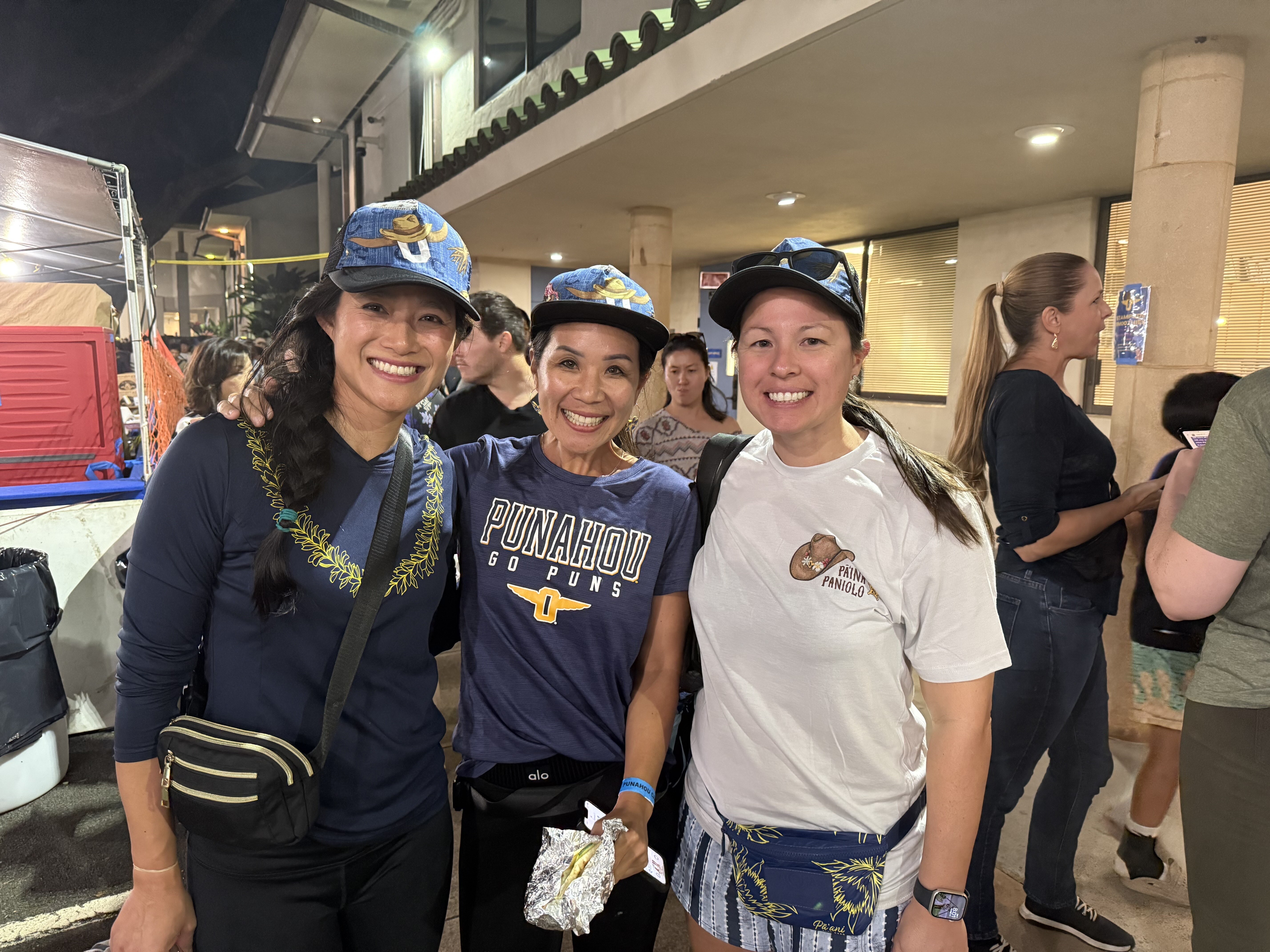 (left to right): Jen Lau, Kelly Hiraki, and my wife Lisa | Volunteering at the Punahou Carnival: "Yee-Haw Gyros” booth