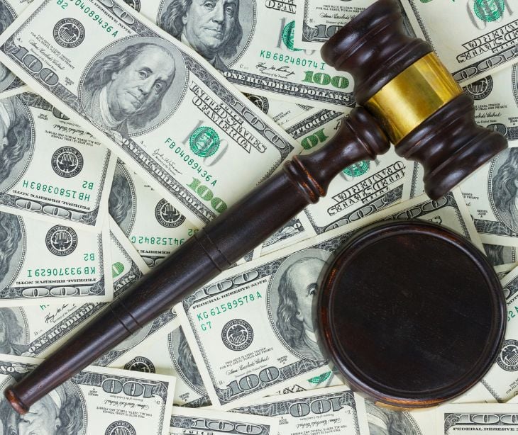 law gavel over money bills