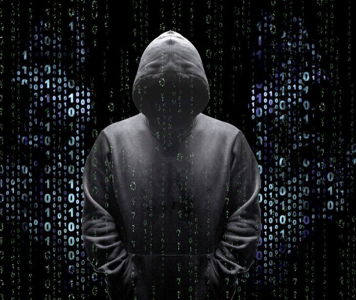 hacker human figure on black background