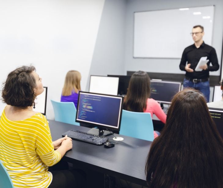 employees in a computer lab