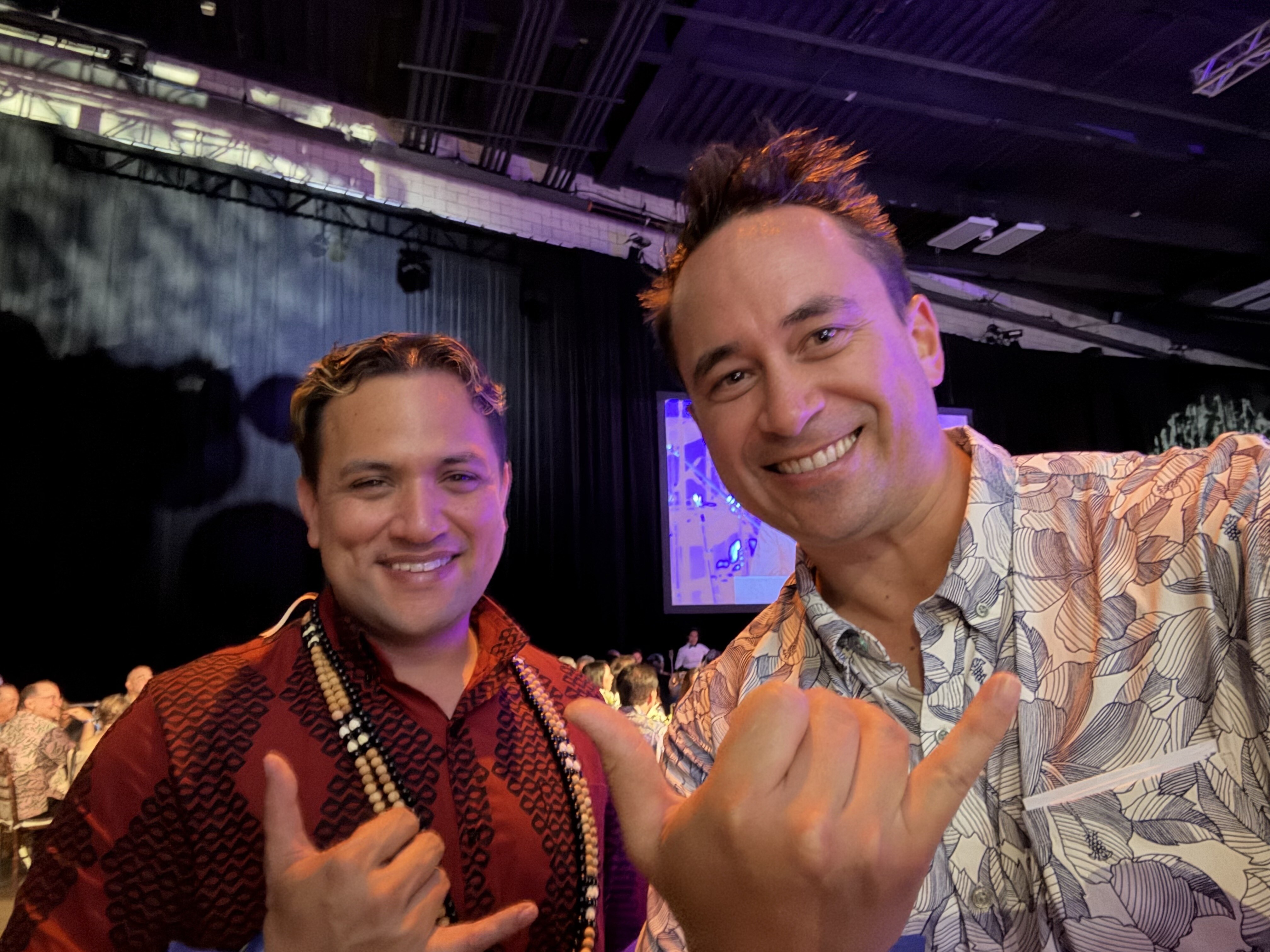 Selfie with Kuhio Lewis (CEO, Council for Native Hawaiian Advancement). I had been wanting to meet him for quite some time, so I went up and introduced myself when I saw him walk by.