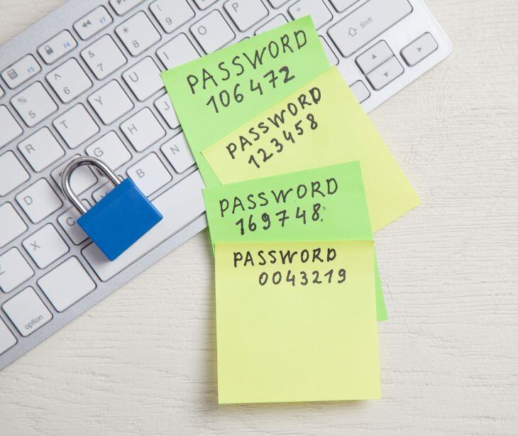 keyboard with lock and password notes