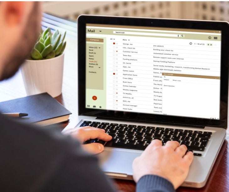 email inbox on computer