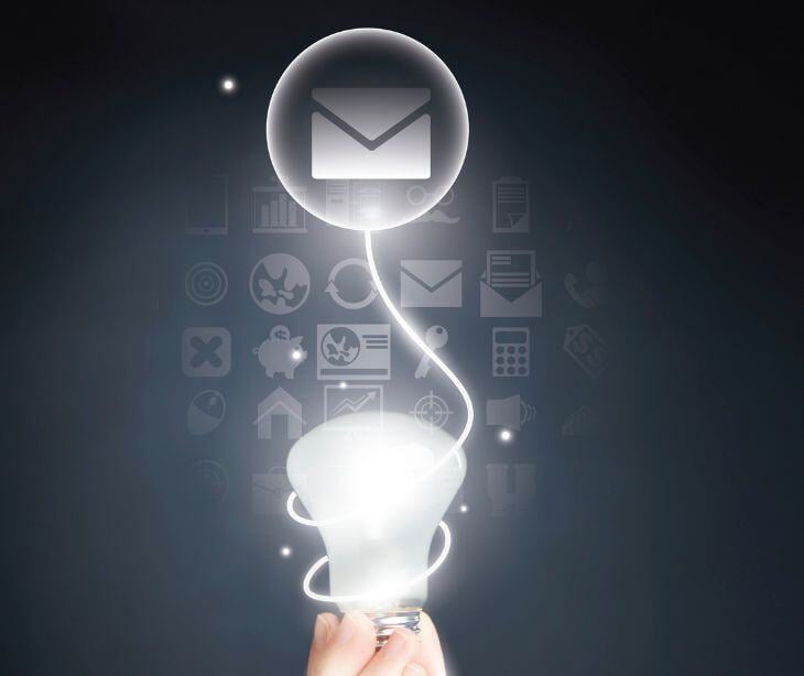 lightbulb connected to email icon