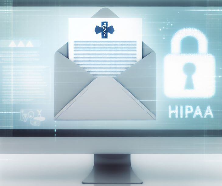 HIPAA email icon on computer screen