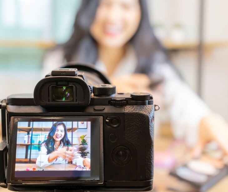 woman on camera