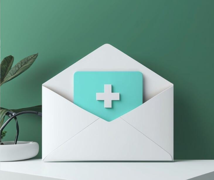 email envelope with medical symbol for post Using HIPAA compliant email for different forms of integrated care