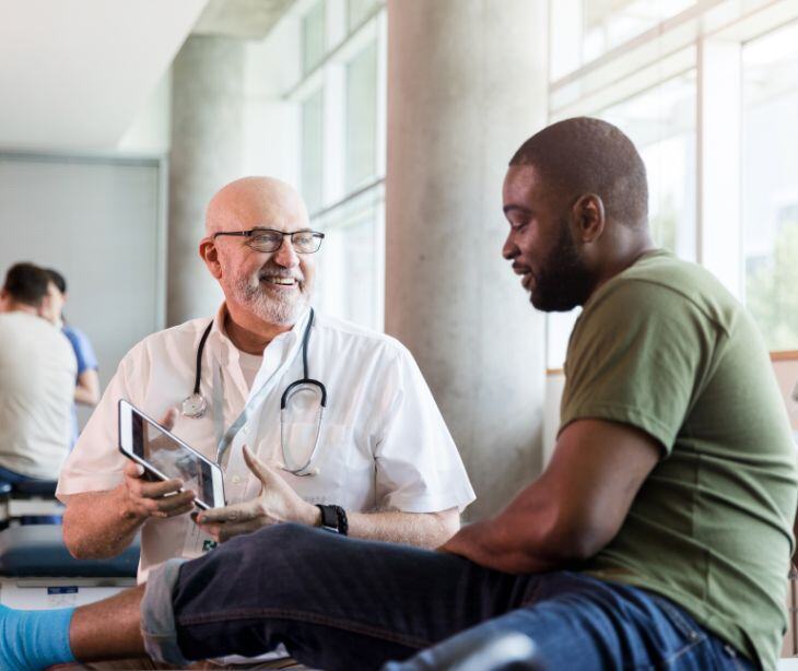 veteran clinic worker and patient