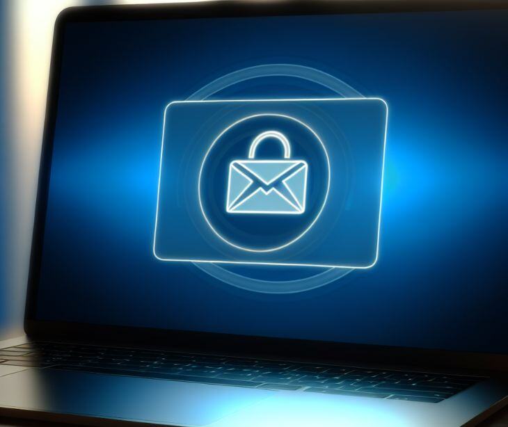 laptop with secure email icon