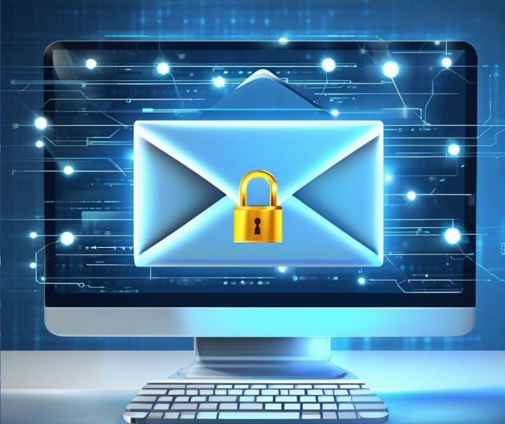 email icon with lock on computer screen