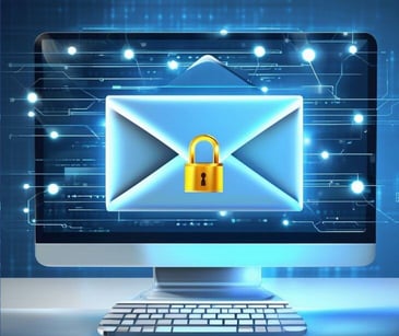 email icon with lock on computer screen