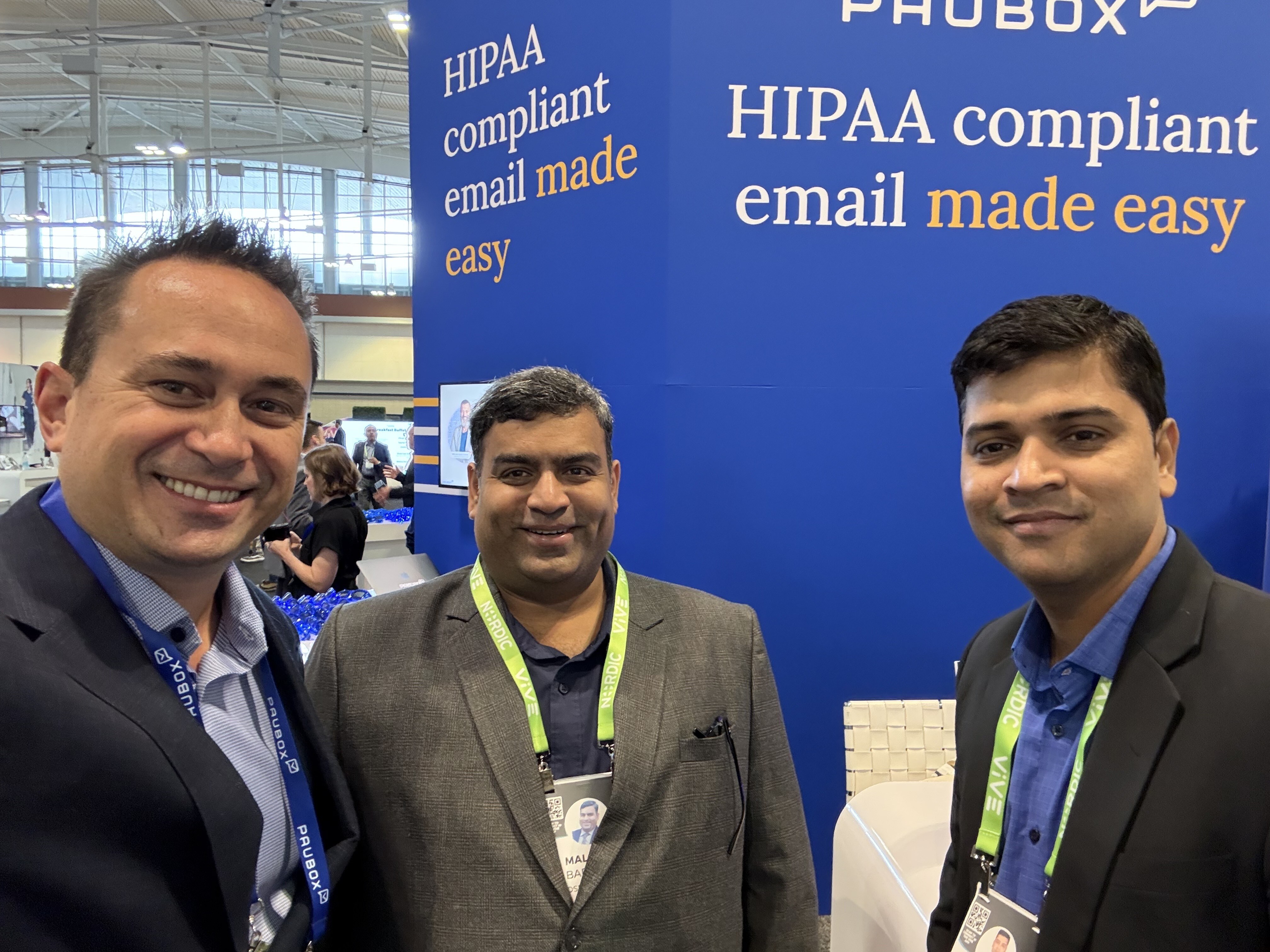 Hoala Greevy with Malcolm Baracho and Sandeep Shankar (OSP) | Visiting customers at ViVE Nashville 2025