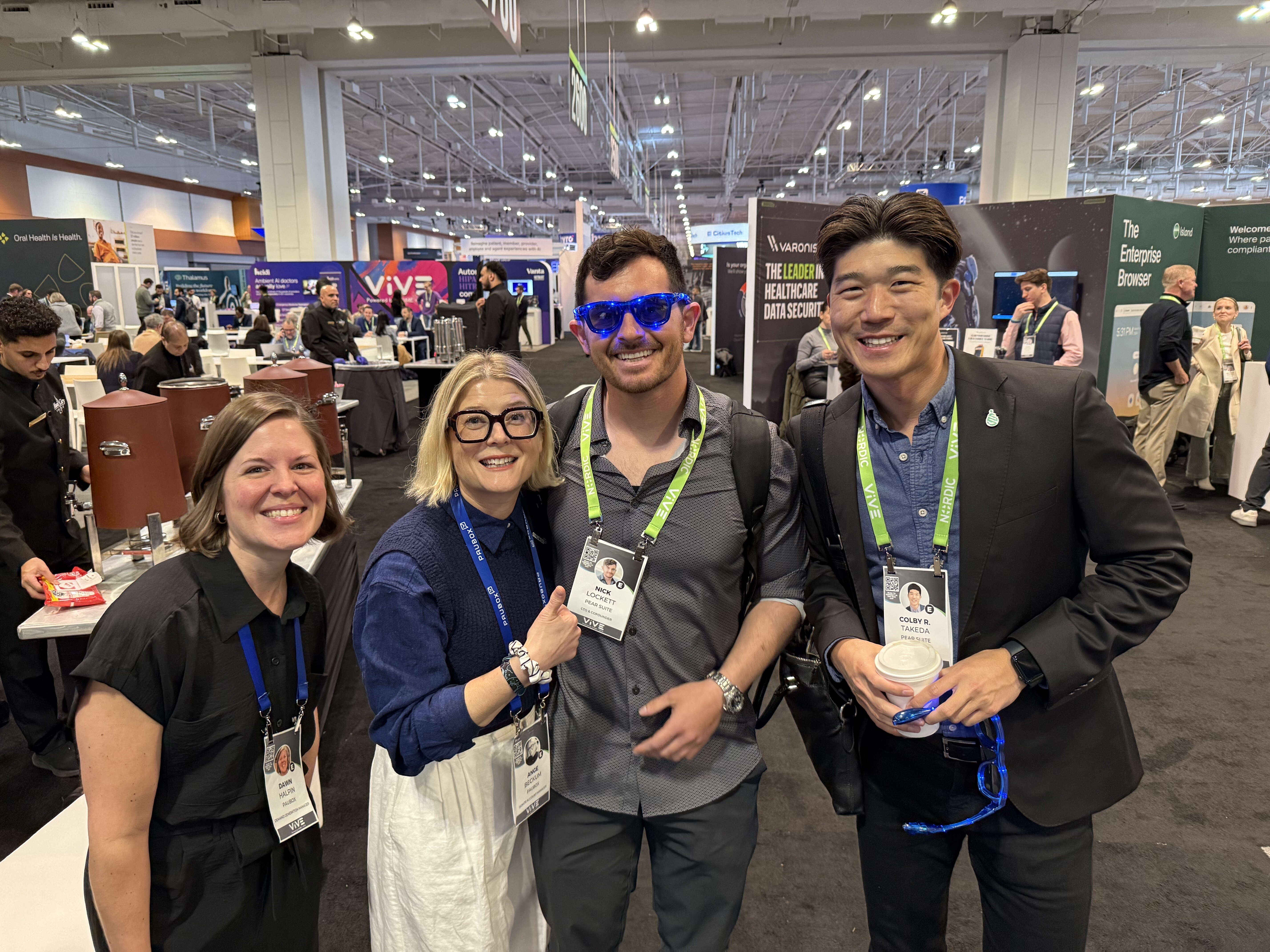 (left to right): Dawn Halpin, Ange Beckum, Nick Lockett, and Colby Takeda (Pear Suite) | Visiting customers at ViVE Nashville 2025