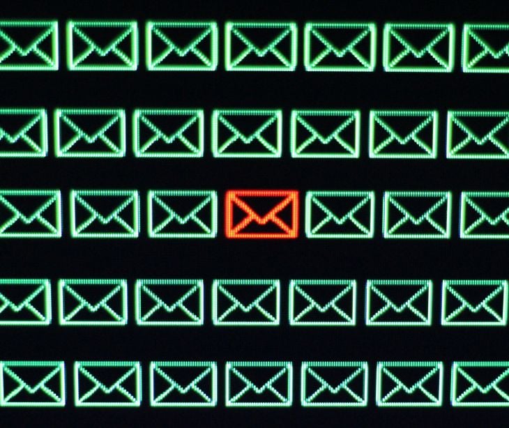 rows of email icons one red