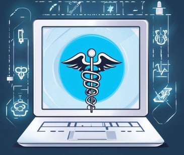 medical symbol on laptop