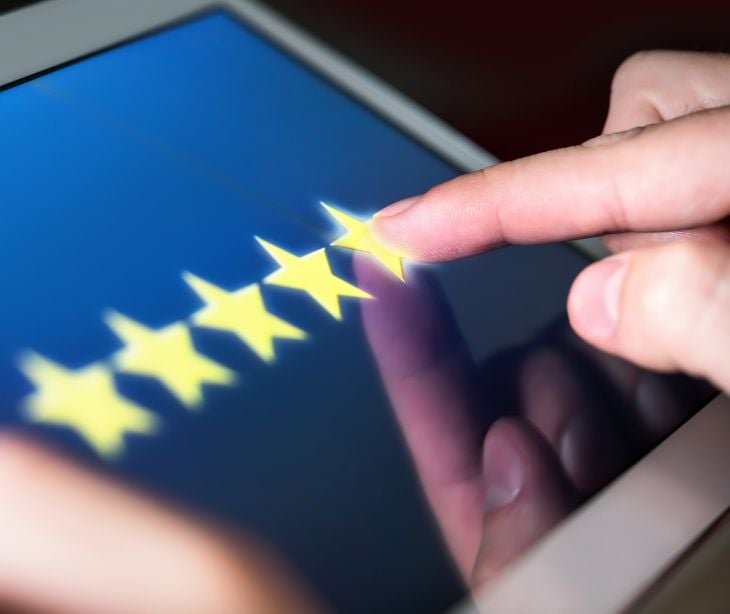 star rating on a tablet