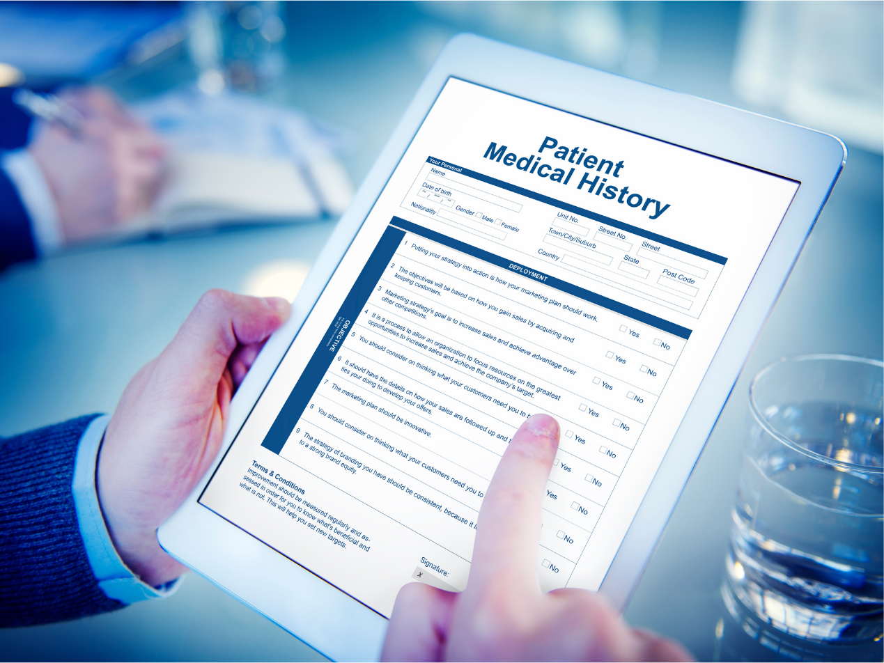 Using HIPAA compliant forms for medical history updates